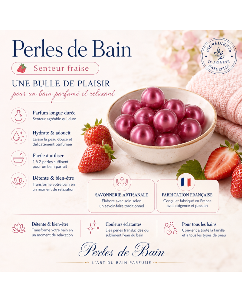 Lot de 6 perles de bain senteur Fraise