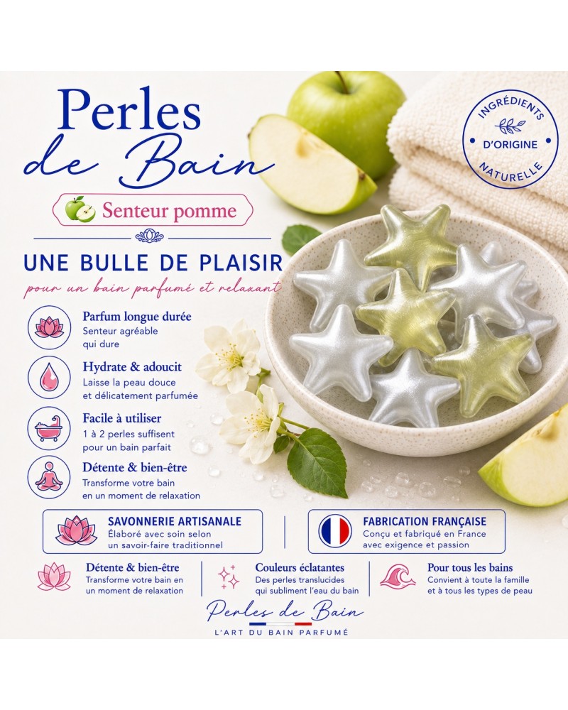 Lot de 6 perles de bain Etoile senteur Pomme