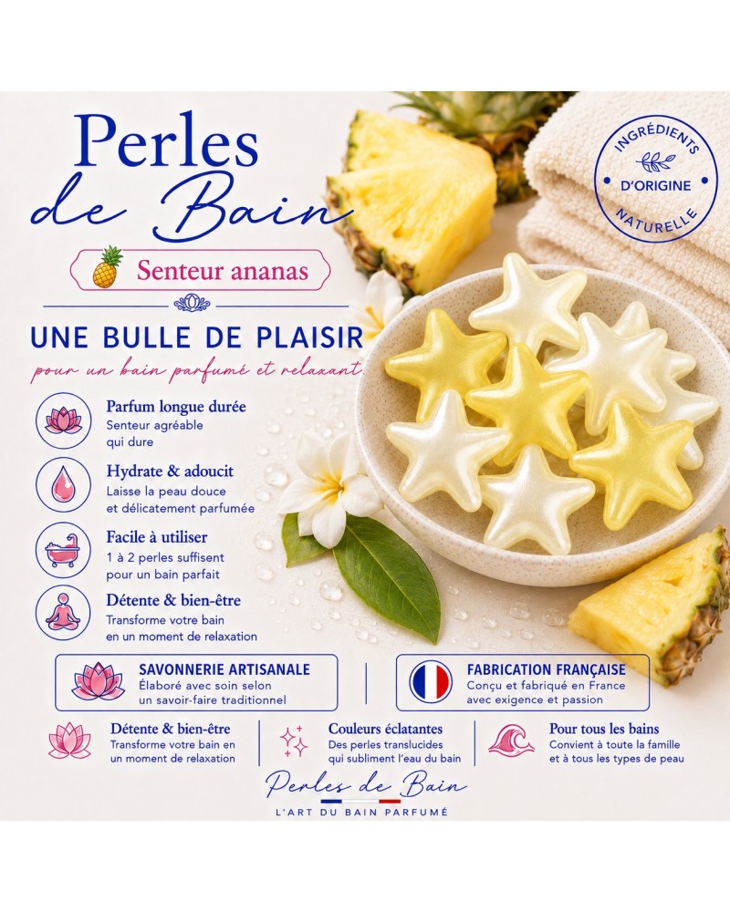 Lot de 6 perles de bain Etoile senteur Ananas