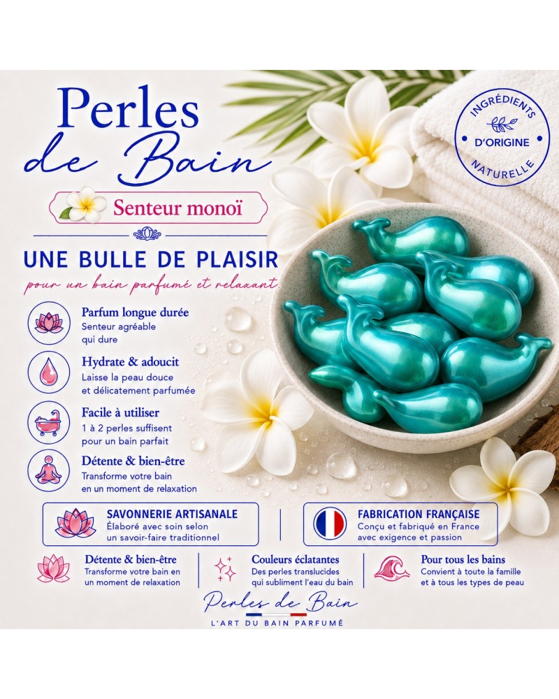 Perles de bain Baleine Monoï