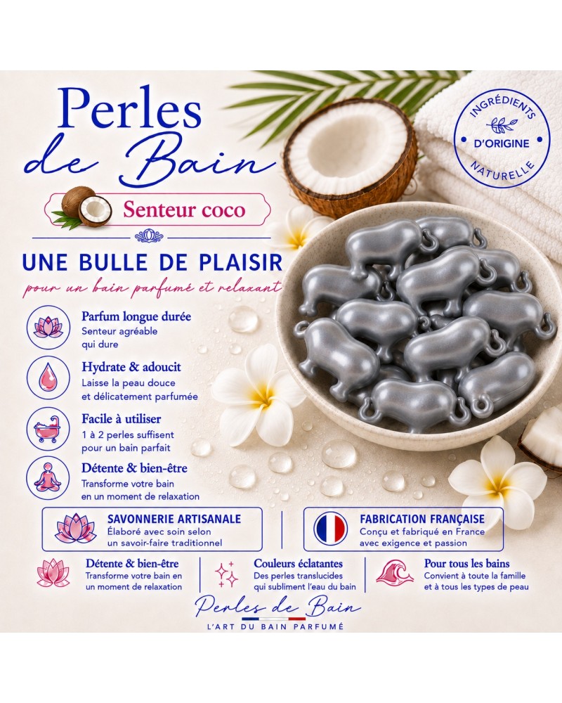 Lot de 6 perles de bain Eléphant senteur Coco