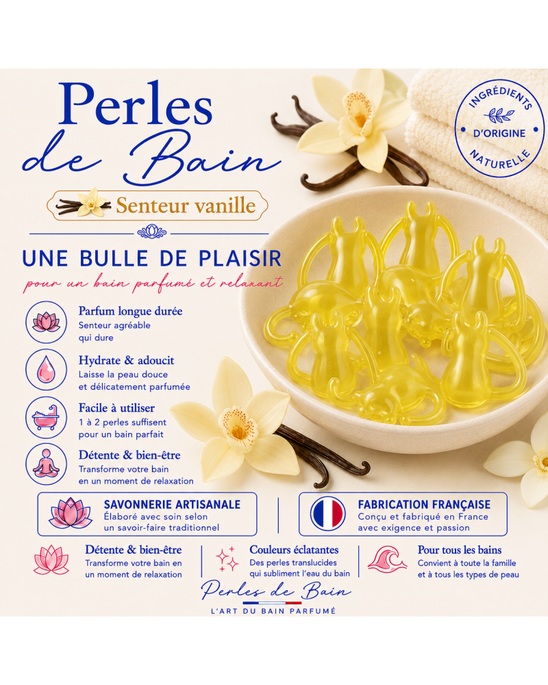 Perles de bain Chat Vanille