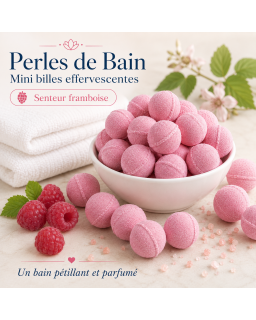 Mini billes effervescentes pour le bain – Senteur Framboise