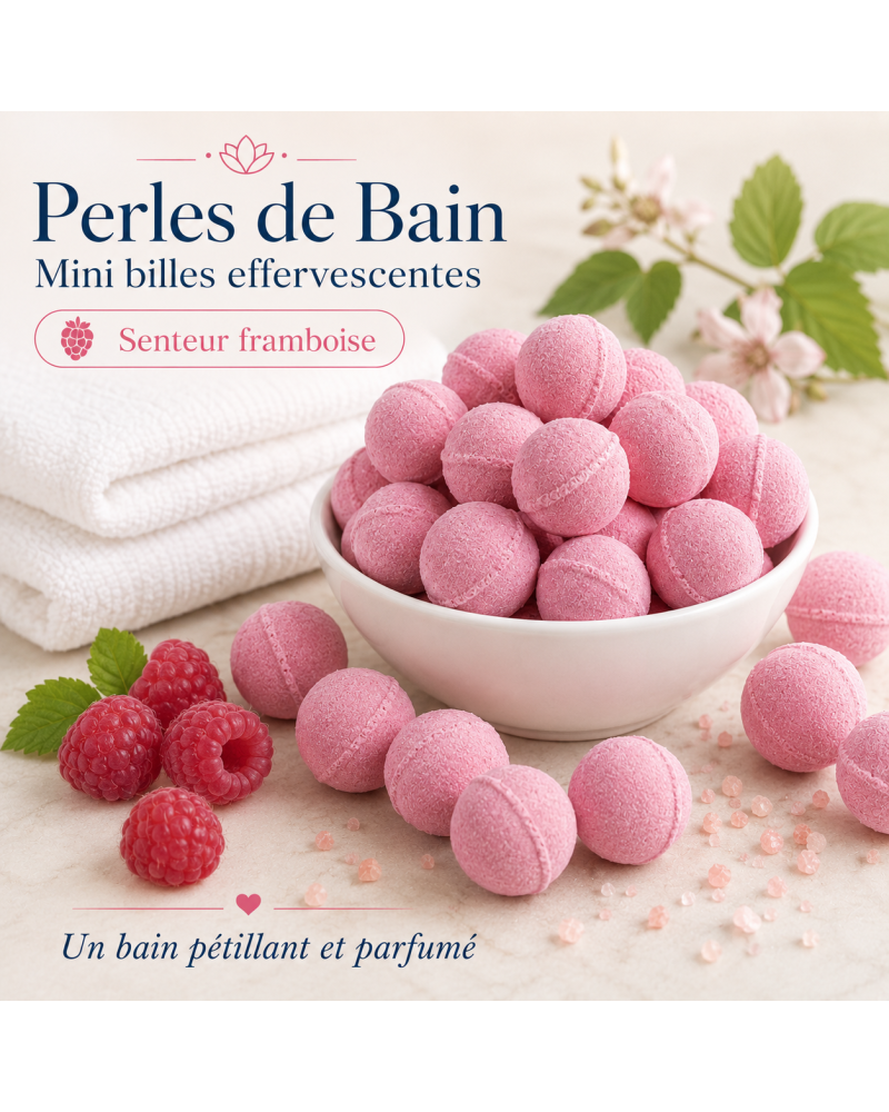 Mini billes effervescentes pour le bain – Senteur Framboise