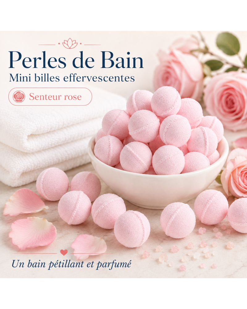 Mini billes effervescentes pour le bain – Senteur Rose