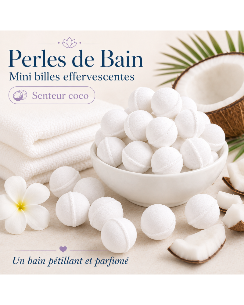 Mini billes effervescentes pour le bain – Senteur Coco