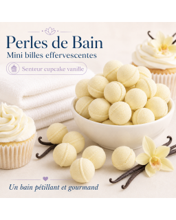 Mini billes effervescentes pour le bain – Senteur Cupcake Vanille