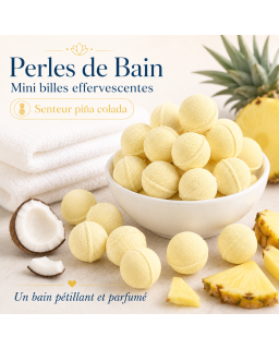 Mini billes effervescentes pour le bain – Senteur Piña Colada