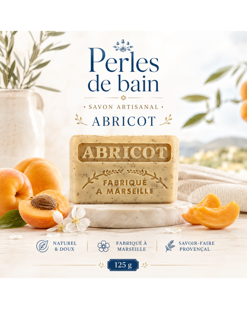 Savon de Marseille 125 g Abricot – Perles de Bain