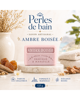 Savon de Marseille 125 g Ambre boisée – Perles de Bain