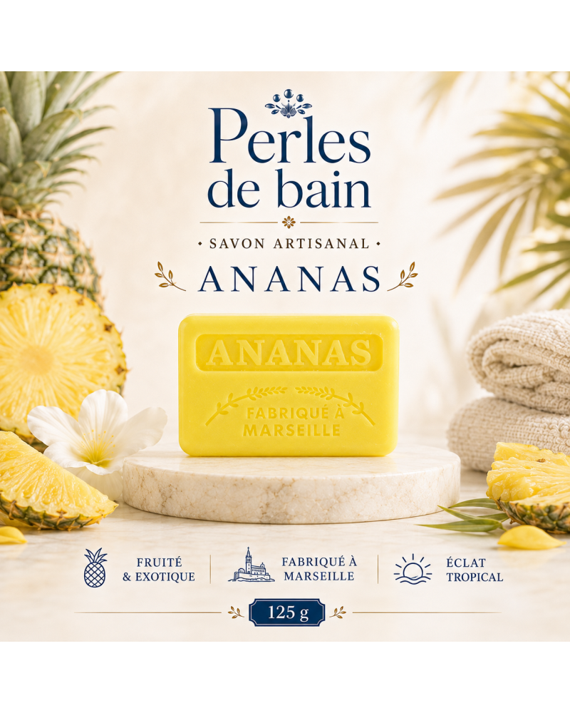 Savon de Marseille 125 g Ananas – Perles de Bain
