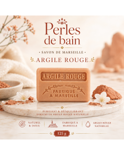 Savon de Marseille 125 g Argile rouge – Perles de Bain
