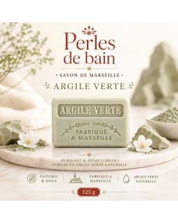 Savon de Marseille 125 g Argile verte – Perles de Bain