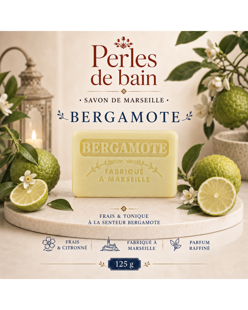 Savon de Marseille 125 g Bergamote – Perles de Bain