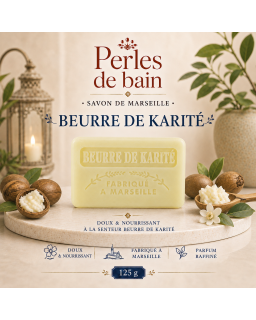 Savon de Marseille 125 g Beurre de Karité – Perles de Bain