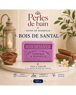 Savon de Marseille 125 g Bois de Santal – Perles de Bain