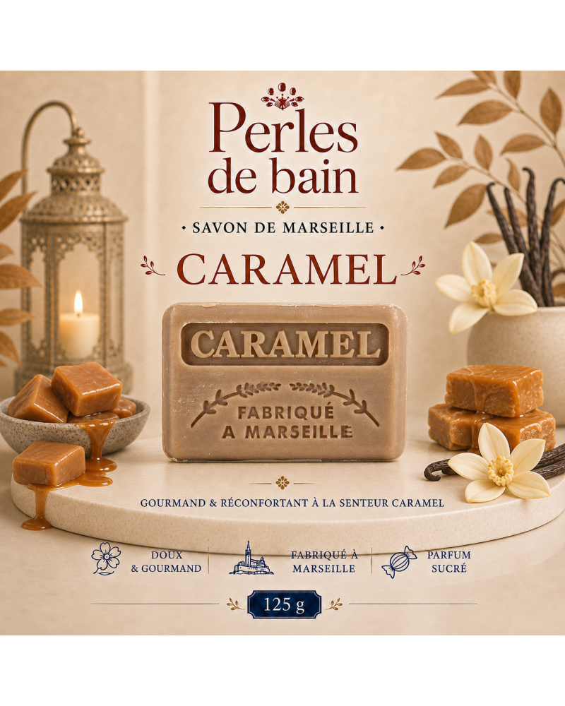 Savon de Marseille 125 g Caramel – Perles de Bain