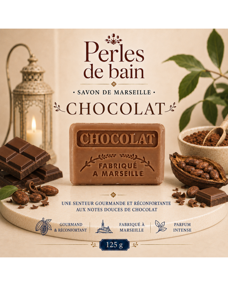 Savon de Marseille 125 g Chocolat – Perles de Bain