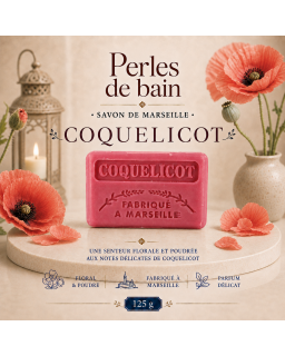 Savon de Marseille 125 g Coquelicot – Perles de Bain