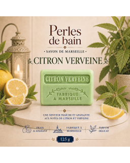 Savon de Marseille 125 g Citron Verveine – Perles de Bain