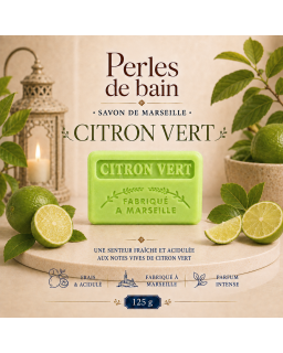 Savon de Marseille 125 g Citron Vert – Perles de Bain