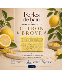 Savon de Marseille 125 g Citron Broyé – Perles de Bain