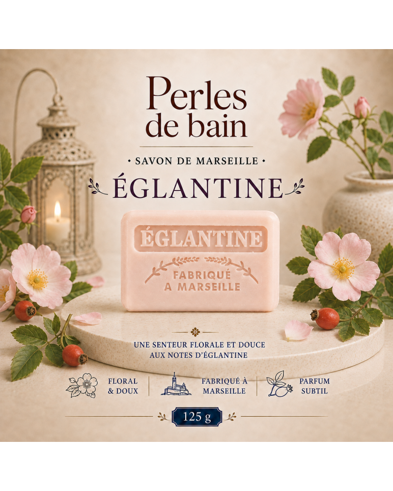 Savon de Marseille 125 g Églantine – Perles de Bain