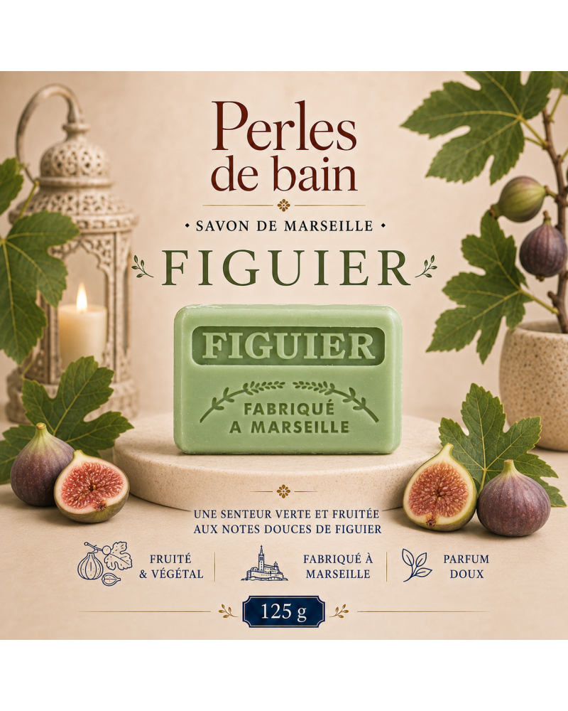 Savon de Marseille 125 g Figuier – Perles de Bain