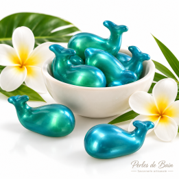 Perles de bain en forme de baleine – Senteur Monoï