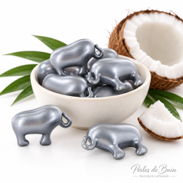 Perles de bain en forme d’éléphant – Senteur Coco