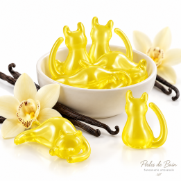 Perles de bain en forme de chat – Senteur Vanille