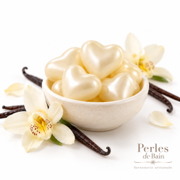 Perles de bain en forme de cœur – Senteur Vanille