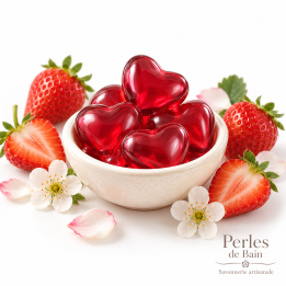 Perles de bain en forme de cœur – Senteur Fraise