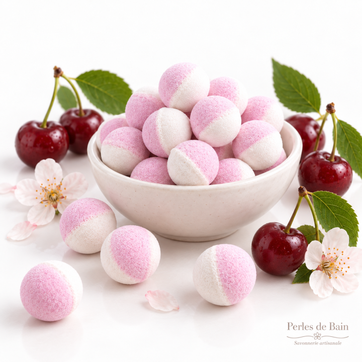Mini billes effervescentes pour le bain – Senteur Cerise