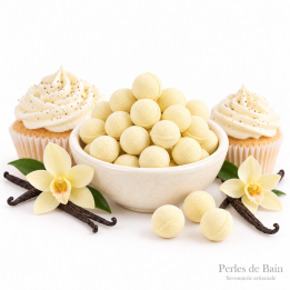 Mini billes effervescentes pour le bain – Senteur Cupcake Vanille