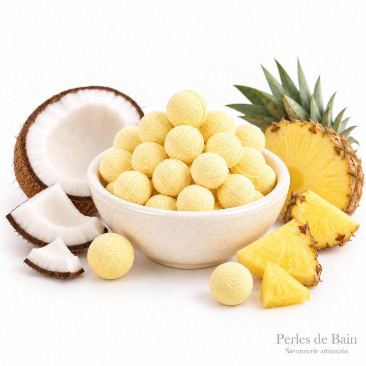 Mini billes effervescentes pour le bain – Senteur Piña Colada