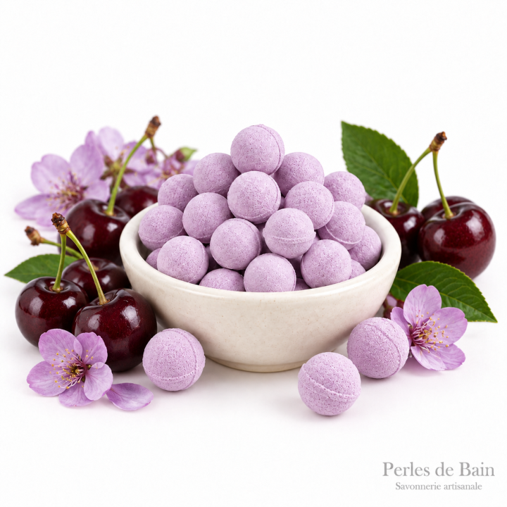 Mini billes effervescentes pour le bain – Senteur Cerise noire