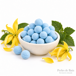 Mini billes effervescentes pour le bain – Senteur Ylang & Patchouli