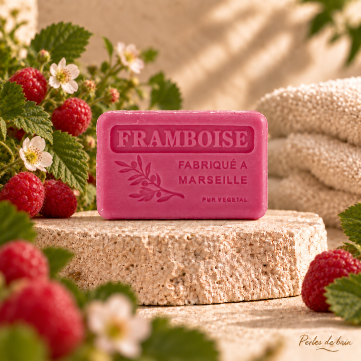 Savon de Marseille 125 g Framboise - Perles de bain