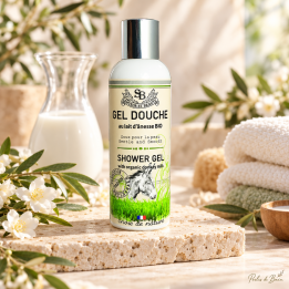 Gel douche au lait d’ânesse BIO 200 ml – Perles de Bain