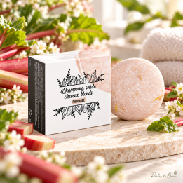Shampoing solide cheveux blonds Rhubarbe 50 g – Perles de Bain