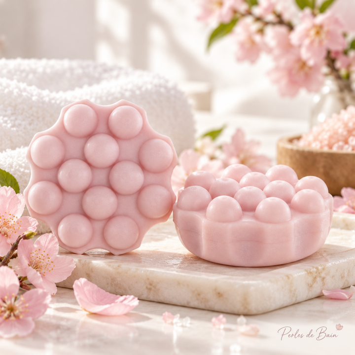 Shampoing solide massant cheveux abîmés Rose 50 g – Perles de Bain