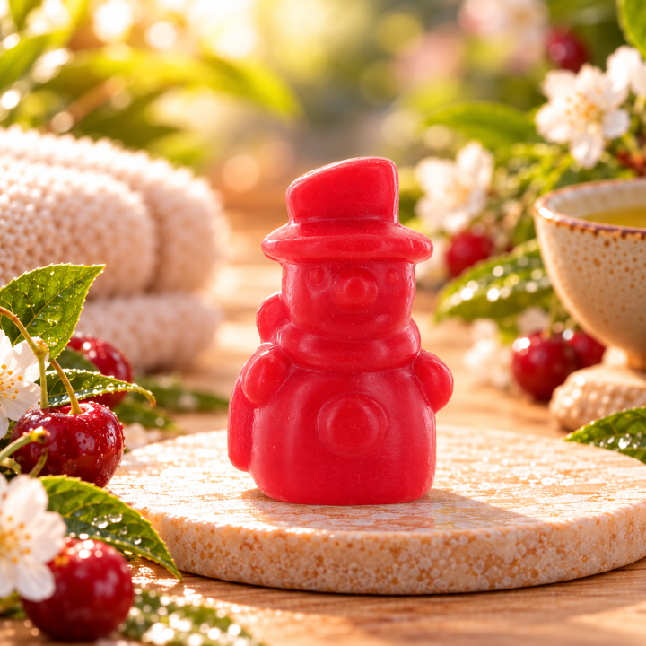Savon invité Bonhomme de neige Cerise 25 g – Perles de Bain