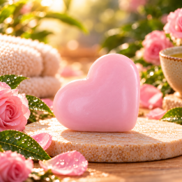Savon invité Cœur Rose 34 g – Perles de Bain