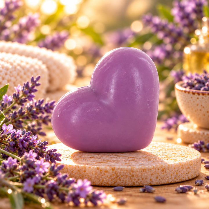 Savon invité Cœur Lavande 34 g – Perles de Bain