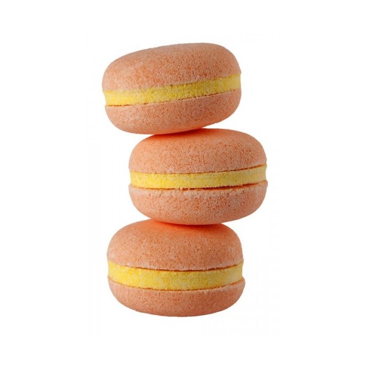 Macaron de bain effervescent parfum Pêche 60 g - perlesdebain.com
